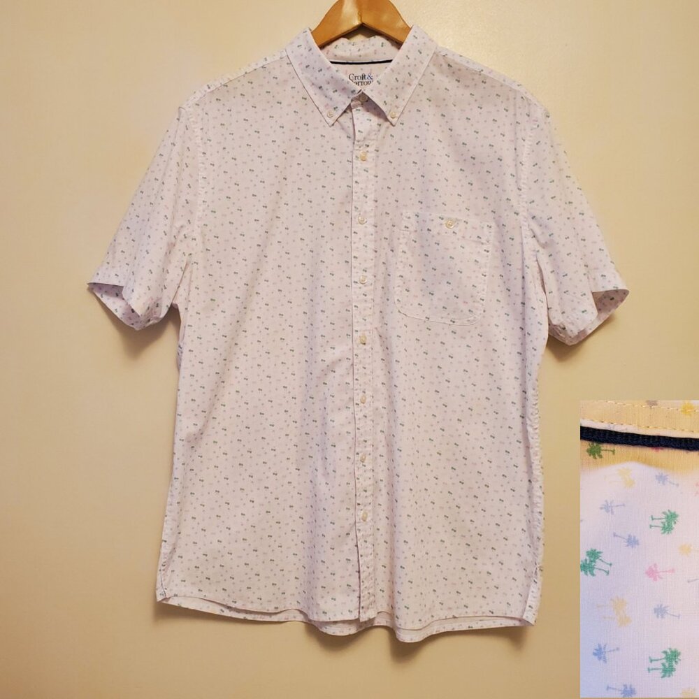 Croft & Barrow Men’s Slim-Fit Multi Palm Tree Button-Down Short Sleeve Shirt XXL